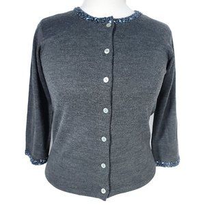 Blushe by Spiegel Embellished 3/4 Sleeve Cardigan Sweater sz M